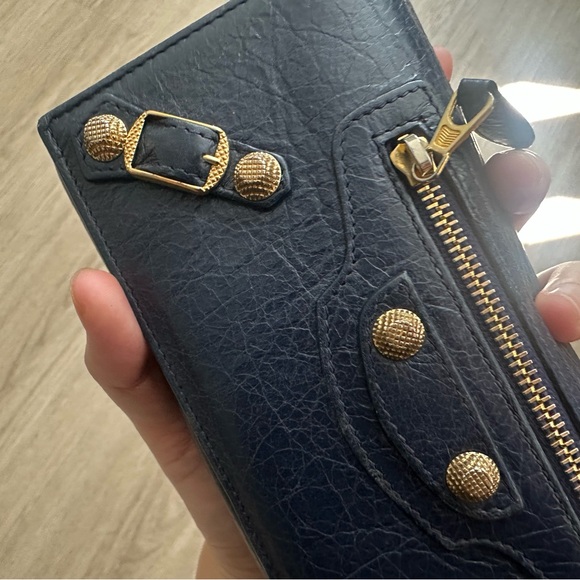 Balenciaga Navy blue Leather Wallet with Gold Accents - Picture 2 of 5